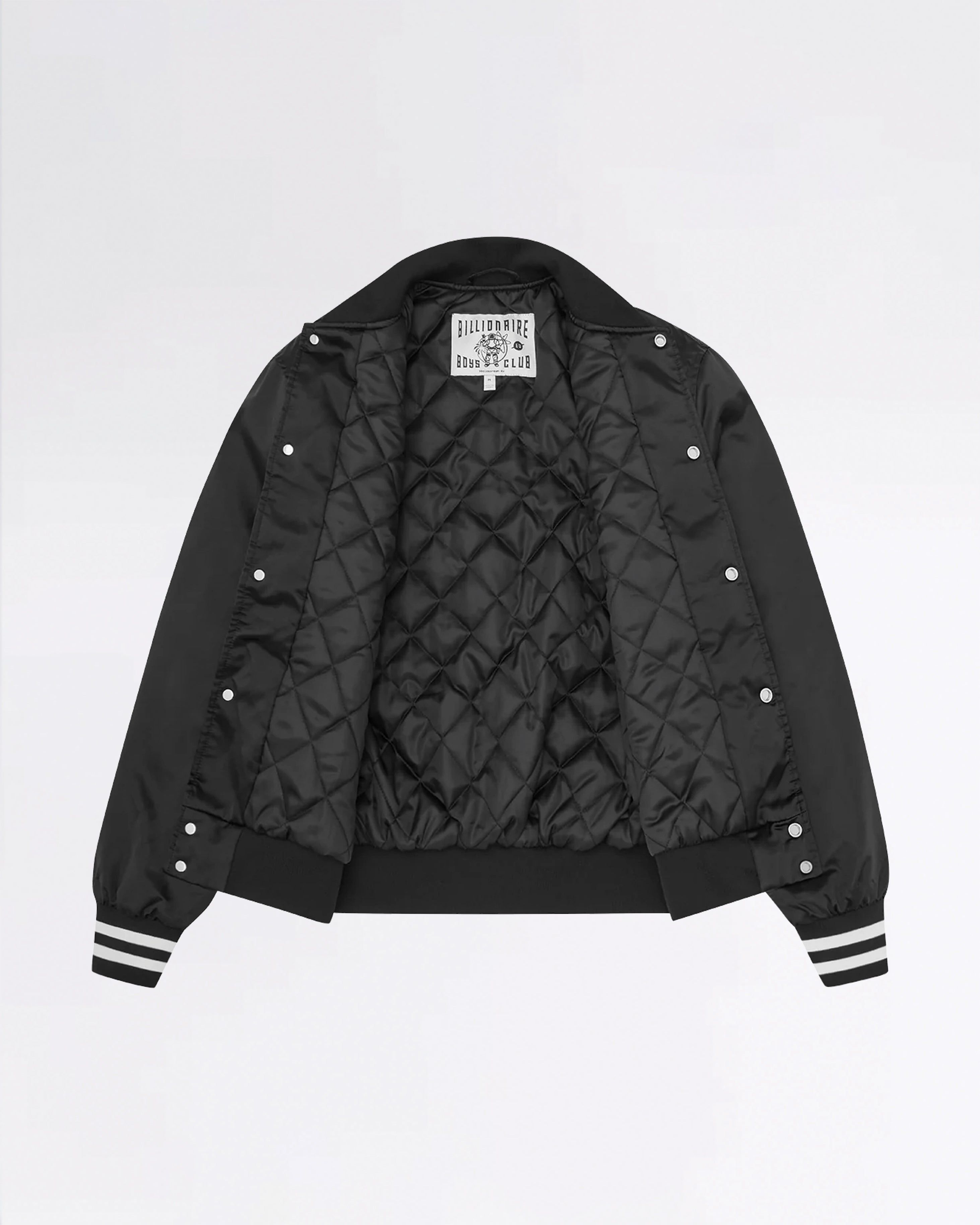 COLLEGE SATIN BOMBER JACKET BLACK