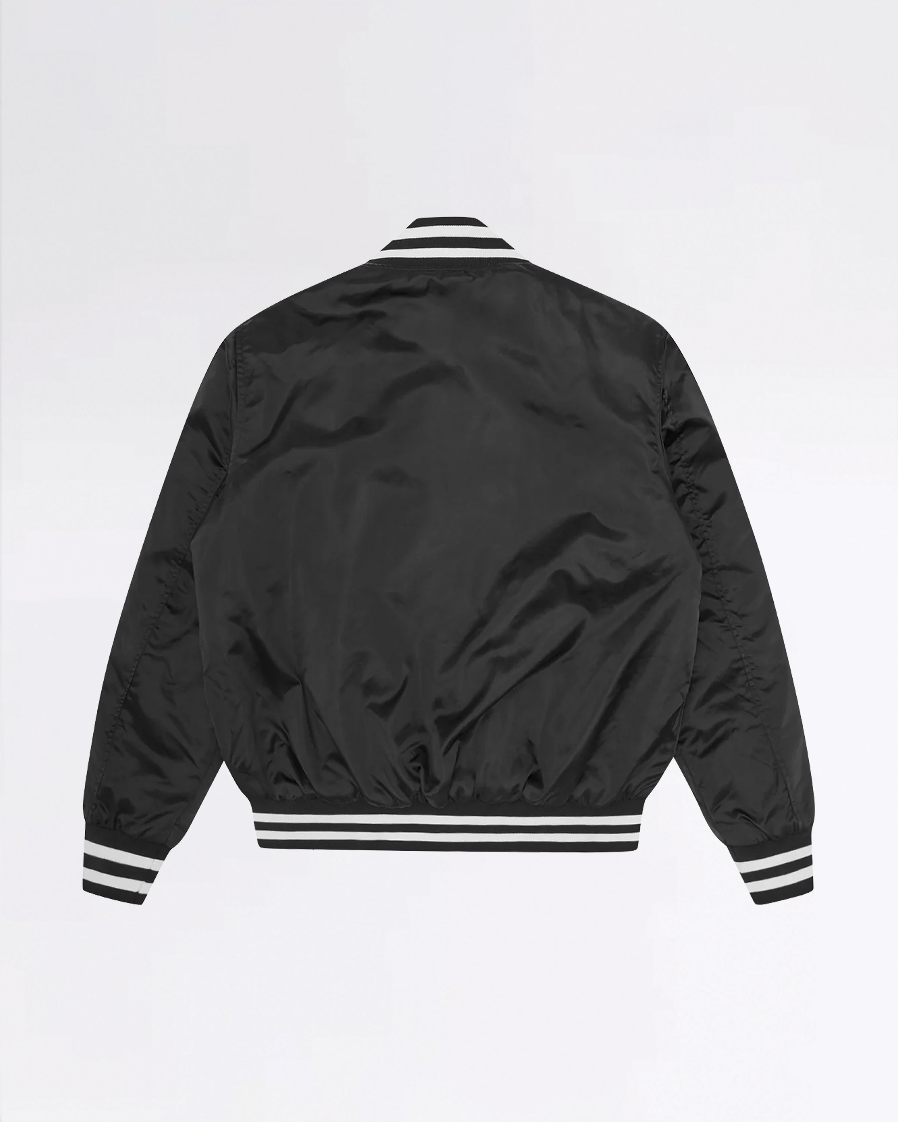 COLLEGE SATIN BOMBER JACKET BLACK