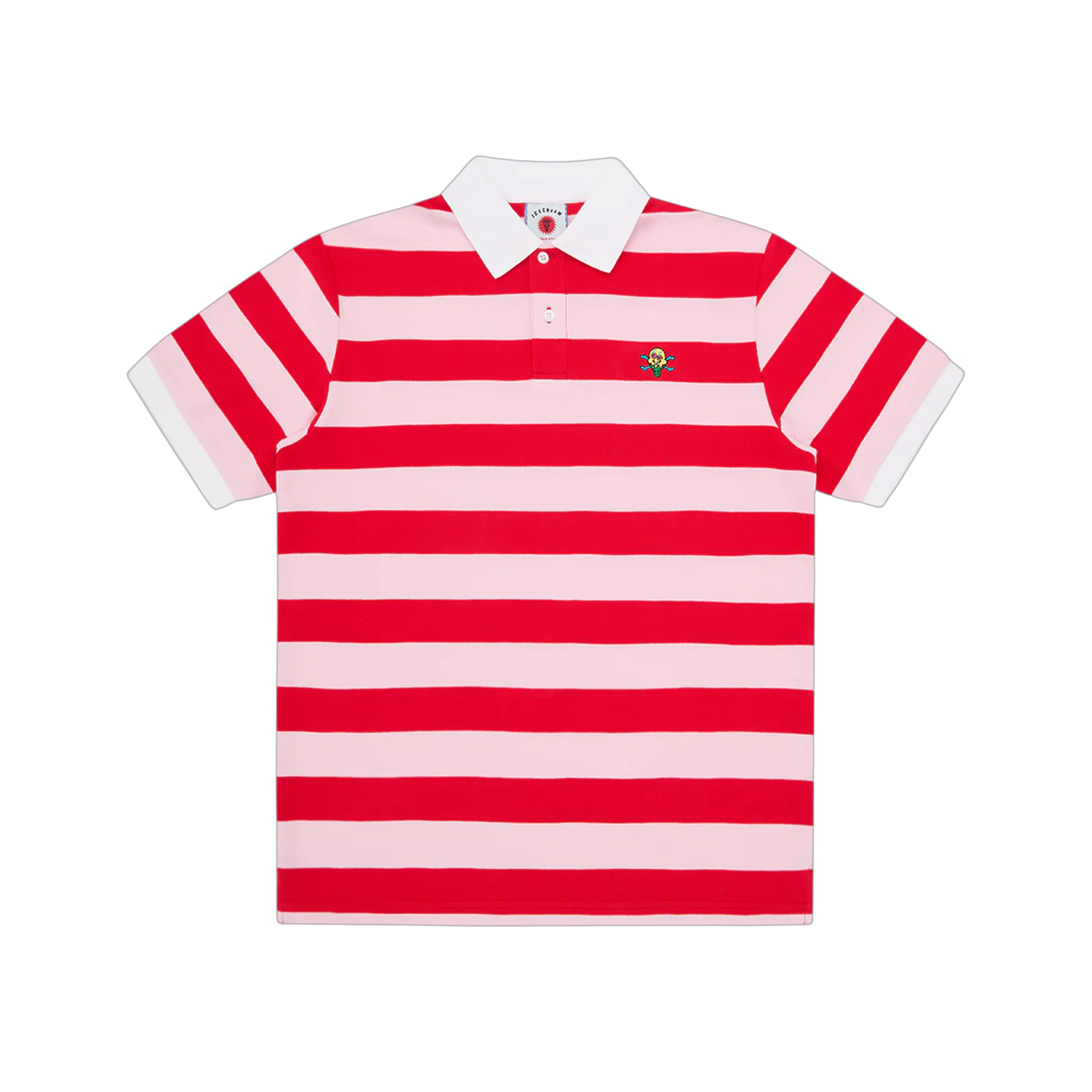 CONES & BONES STRIPED POLO SHIRT RED-PINK - ICE CREAM