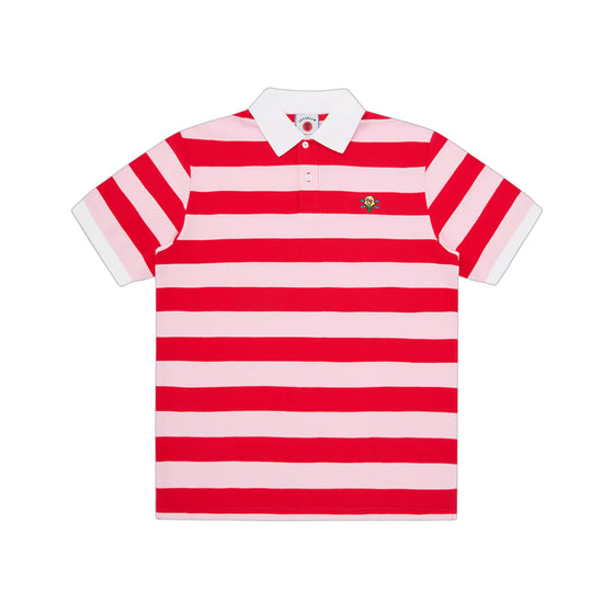 CONES & BONES STRIPED POLO SHIRT RED-PINK - ICE CREAM