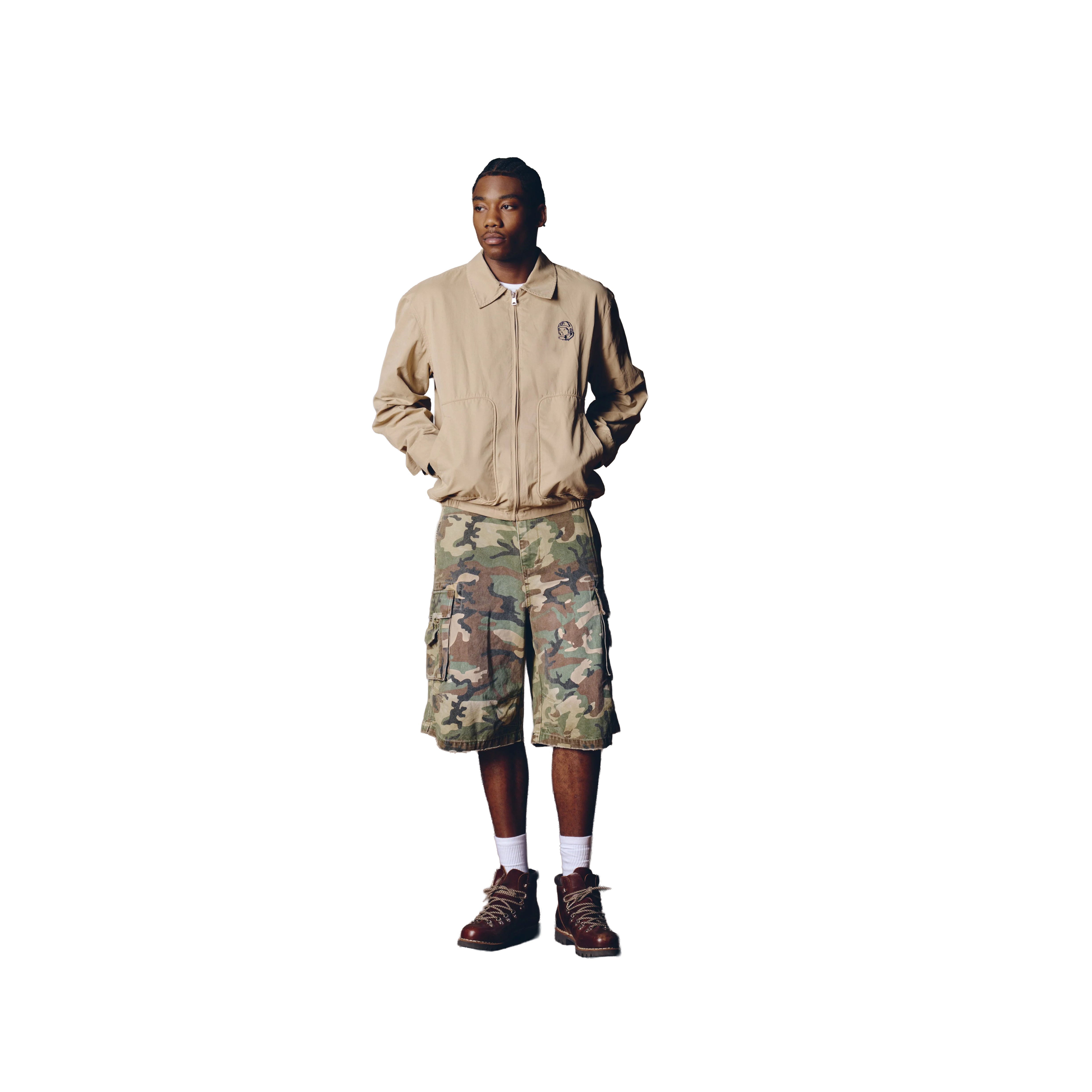 DISTRESSED OVERSIZED CARGO SHORT CAMO - BBC