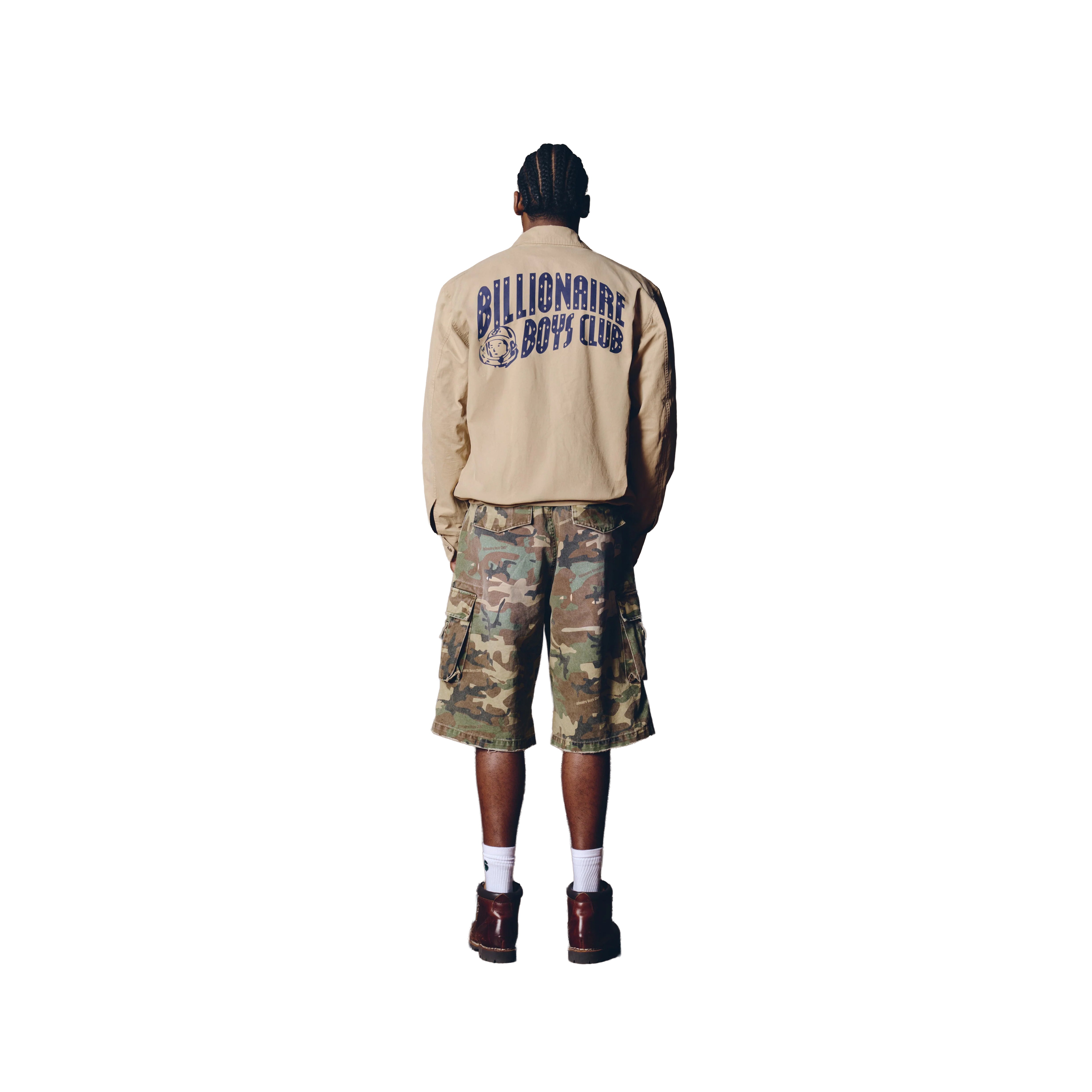 DISTRESSED OVERSIZED CARGO SHORT CAMO - BBC