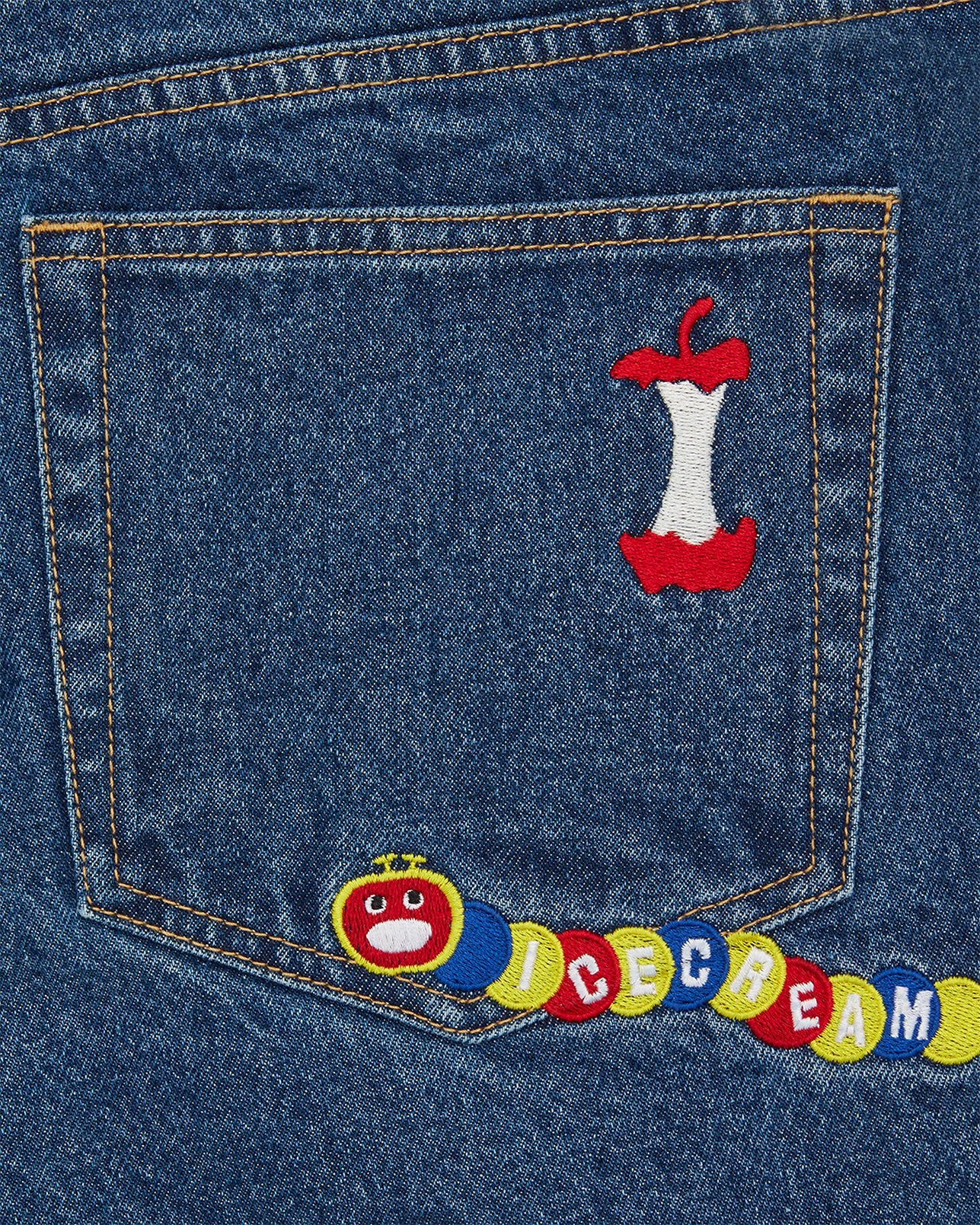 DOUBLE SCOOP APPLE DENIM PANT MID WASH BLUE