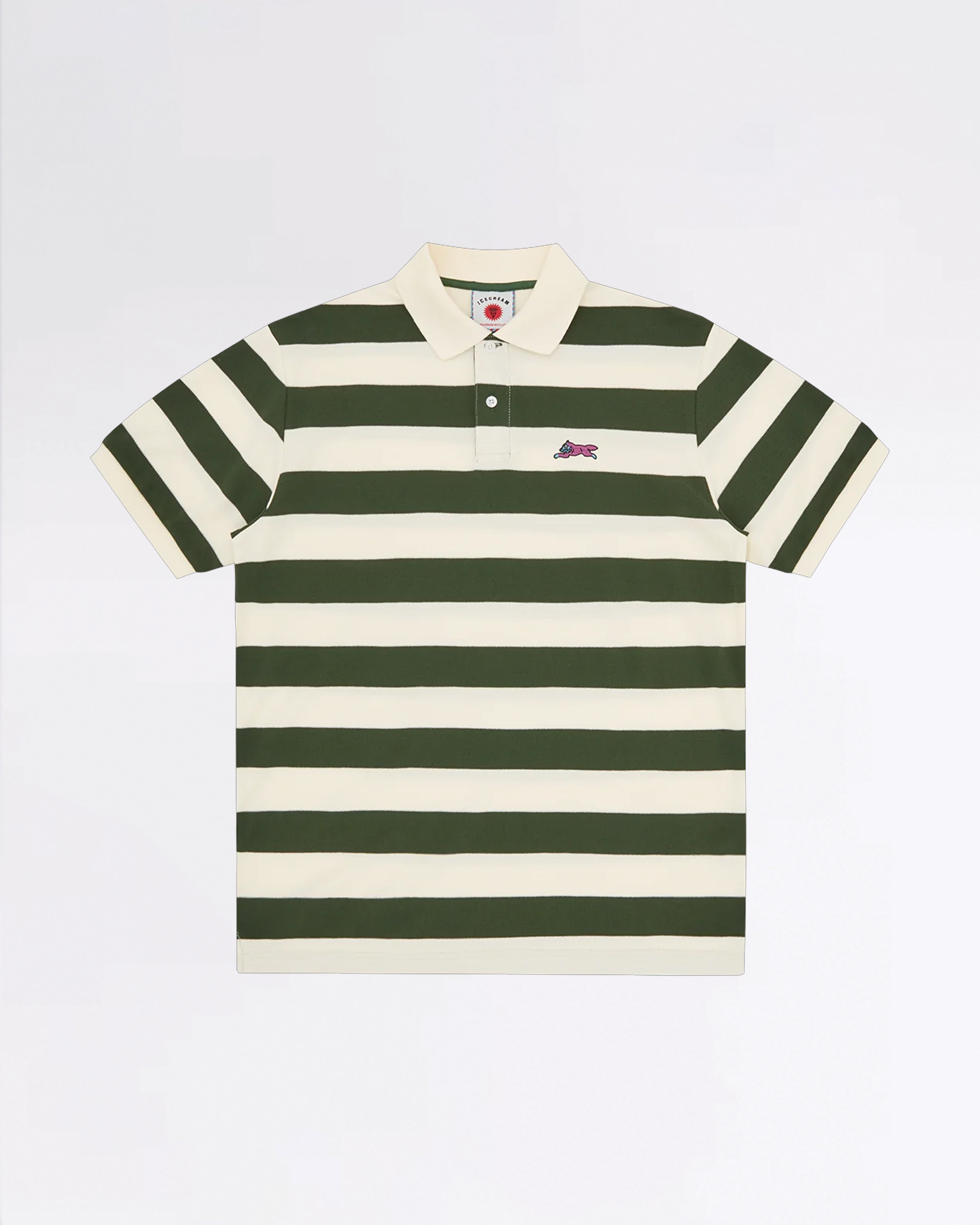 RUNNING DOG STRIPED POLO GREEN STRIPE