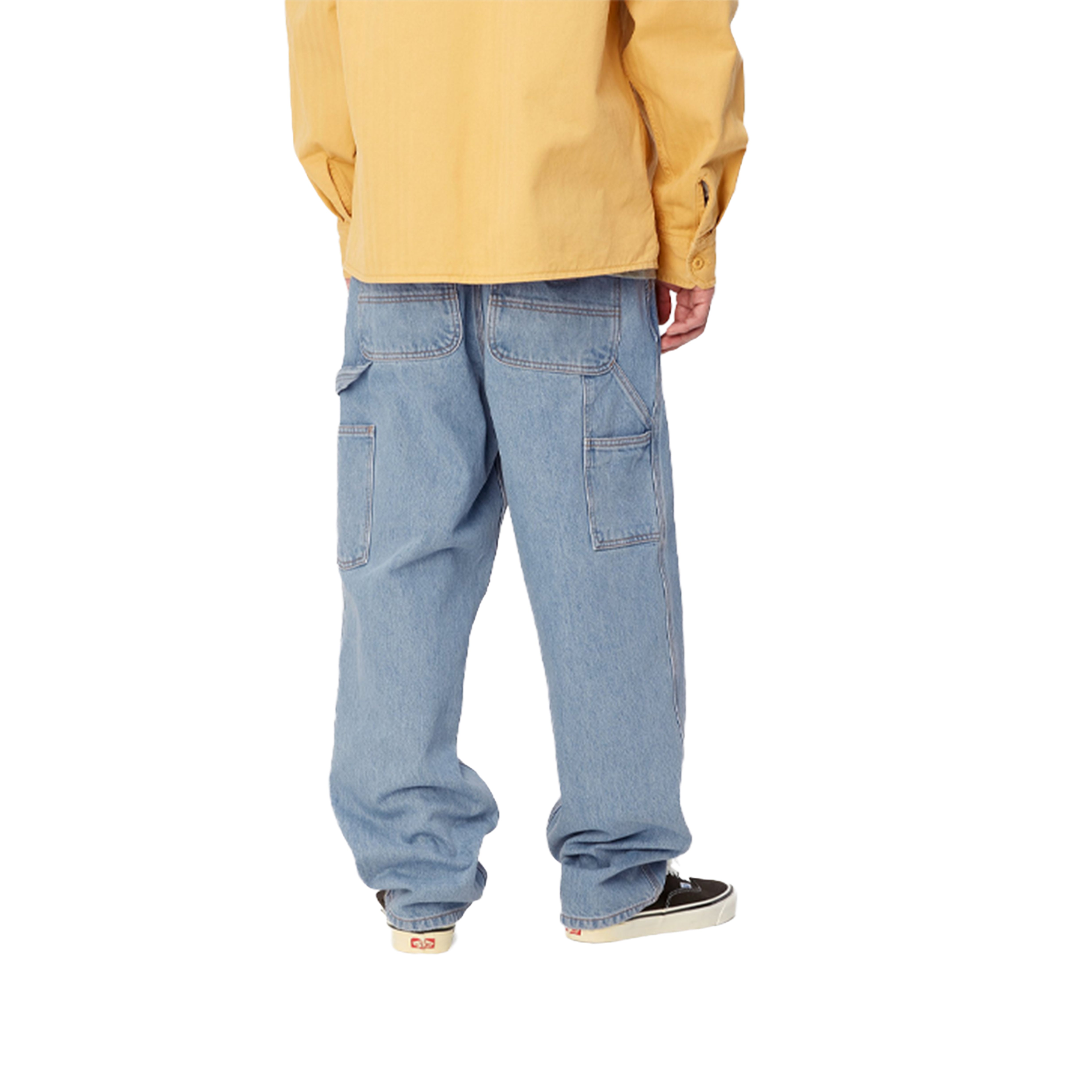 SINGLE KNEE PANT BLUE STONE BLEACHED