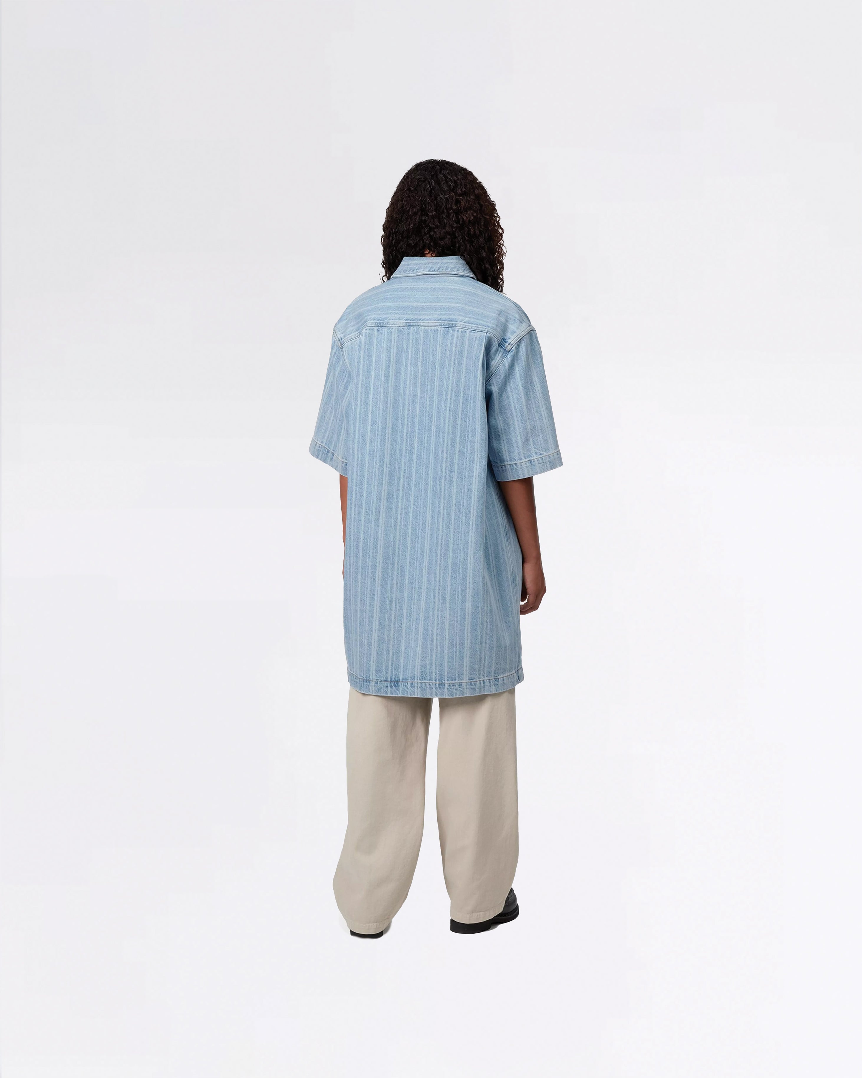 W RYLAN DRESS RYLAN STRIPE-BLUE STONE BLEACHED