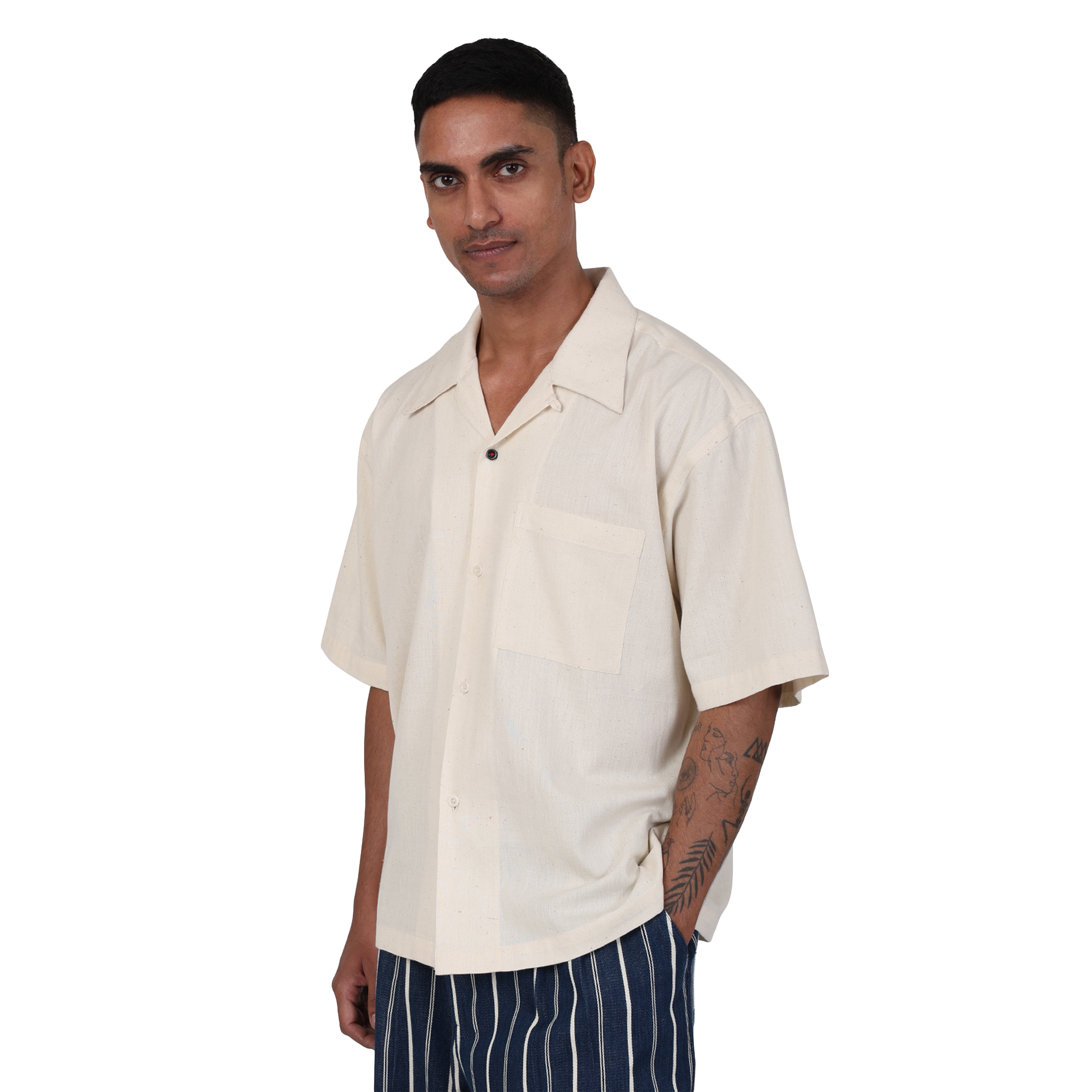 CHEMISE ROHIT BOXY HANDLOOM COTTON NATURAL