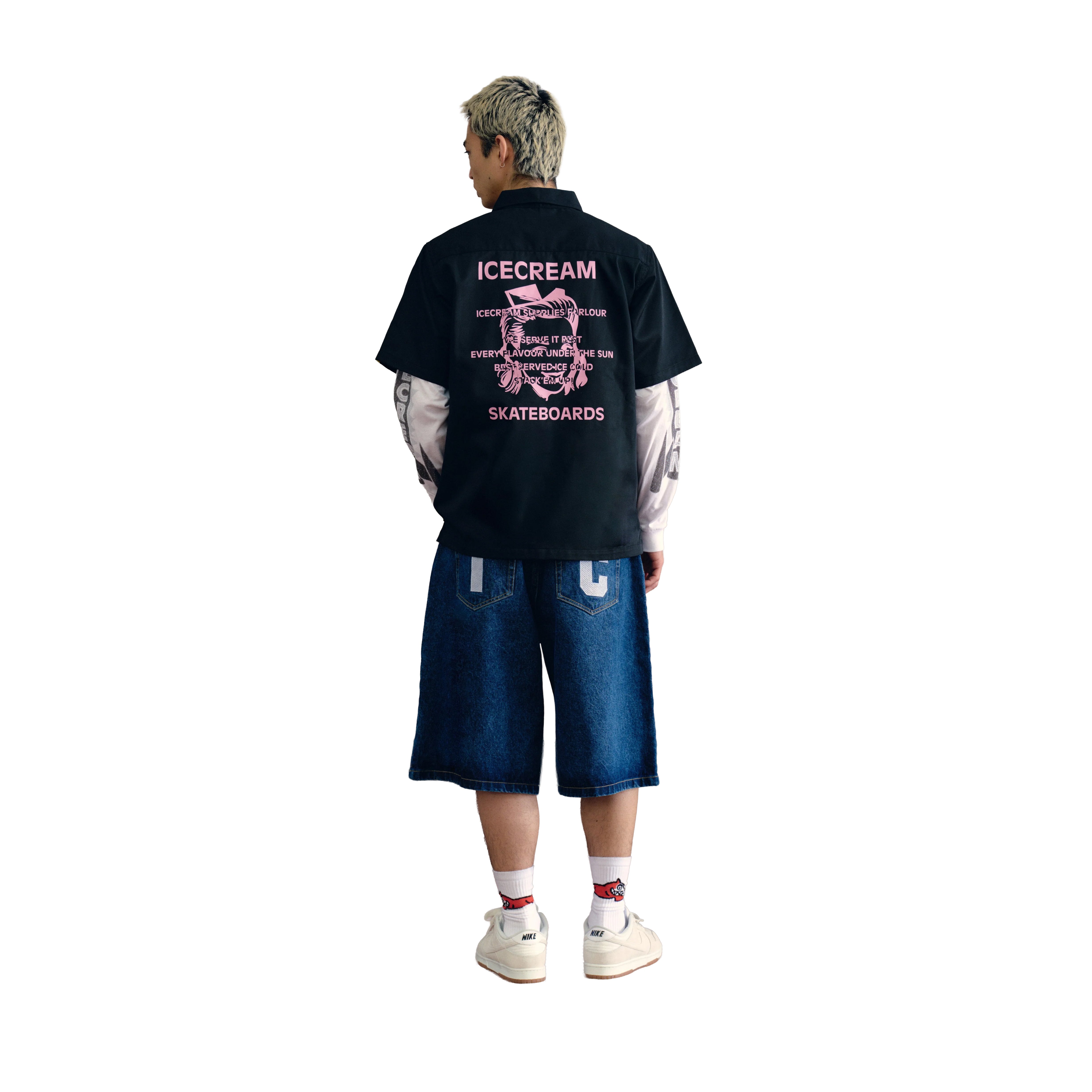 CHEMISETTE WAITRESS QUARTER ZIP WORK SHIRT BLACK – ICECREAM