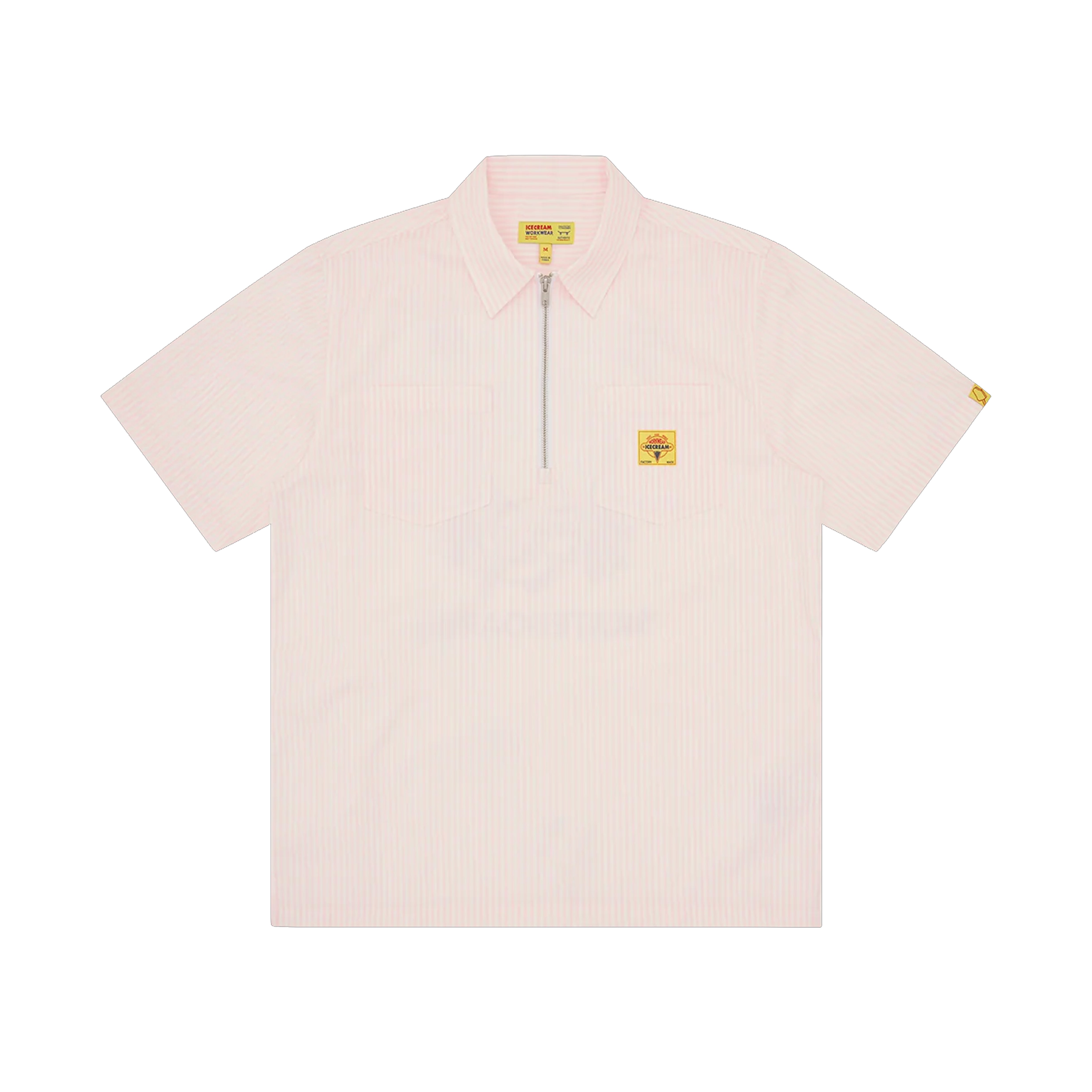 CHEMISETTE WAITRESS QUARTER ZIP WORK SHIRT PINK STRIPE – ICECREAM