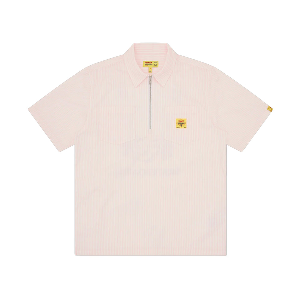 CHEMISETTE WAITRESS QUARTER ZIP WORK SHIRT PINK STRIPE – ICECREAM