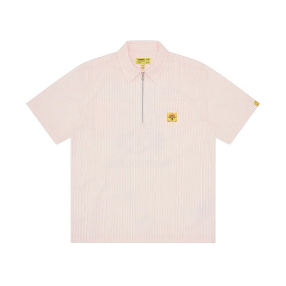CHEMISETTE WAITRESS QUARTER ZIP WORK SHIRT PINK STRIPE – ICECREAM