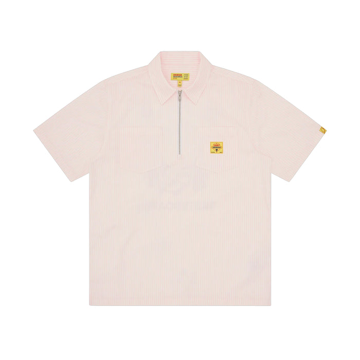 CHEMISETTE WAITRESS QUARTER ZIP WORK SHIRT PINK STRIPE – ICECREAM