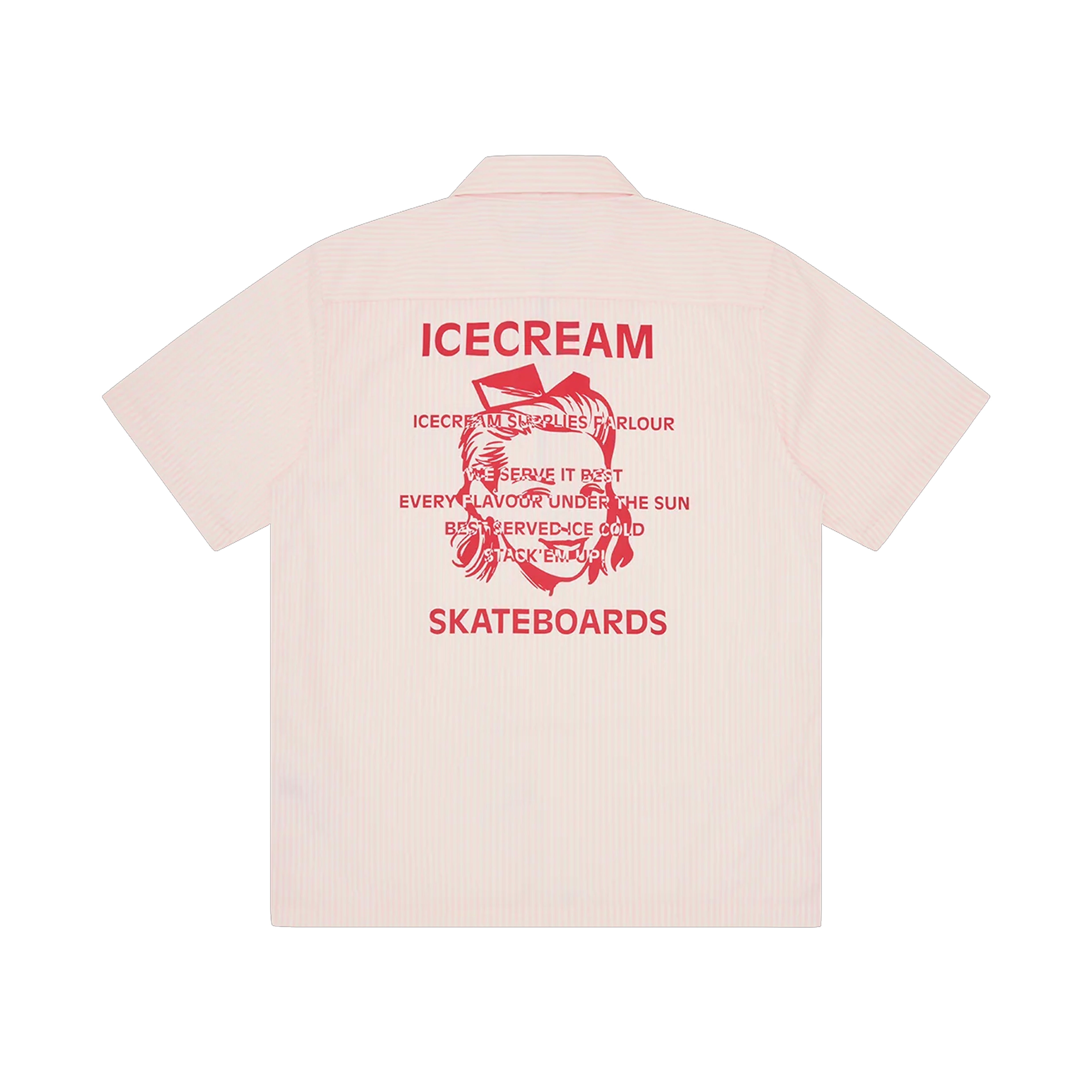 CHEMISETTE WAITRESS QUARTER ZIP WORK SHIRT PINK STRIPE – ICECREAM