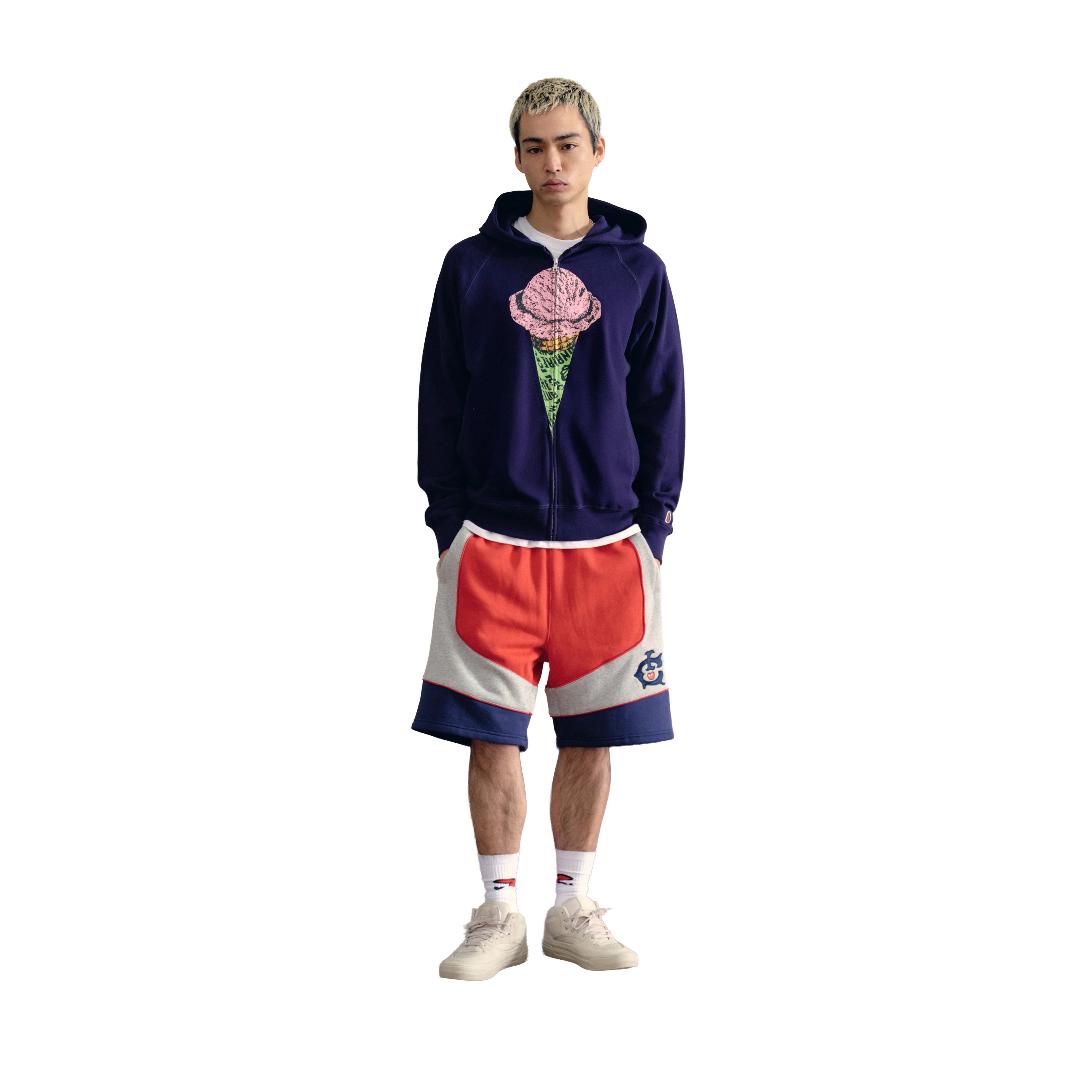 CONE ZIP THROUGH HOODIE NAVY – ICECREAM