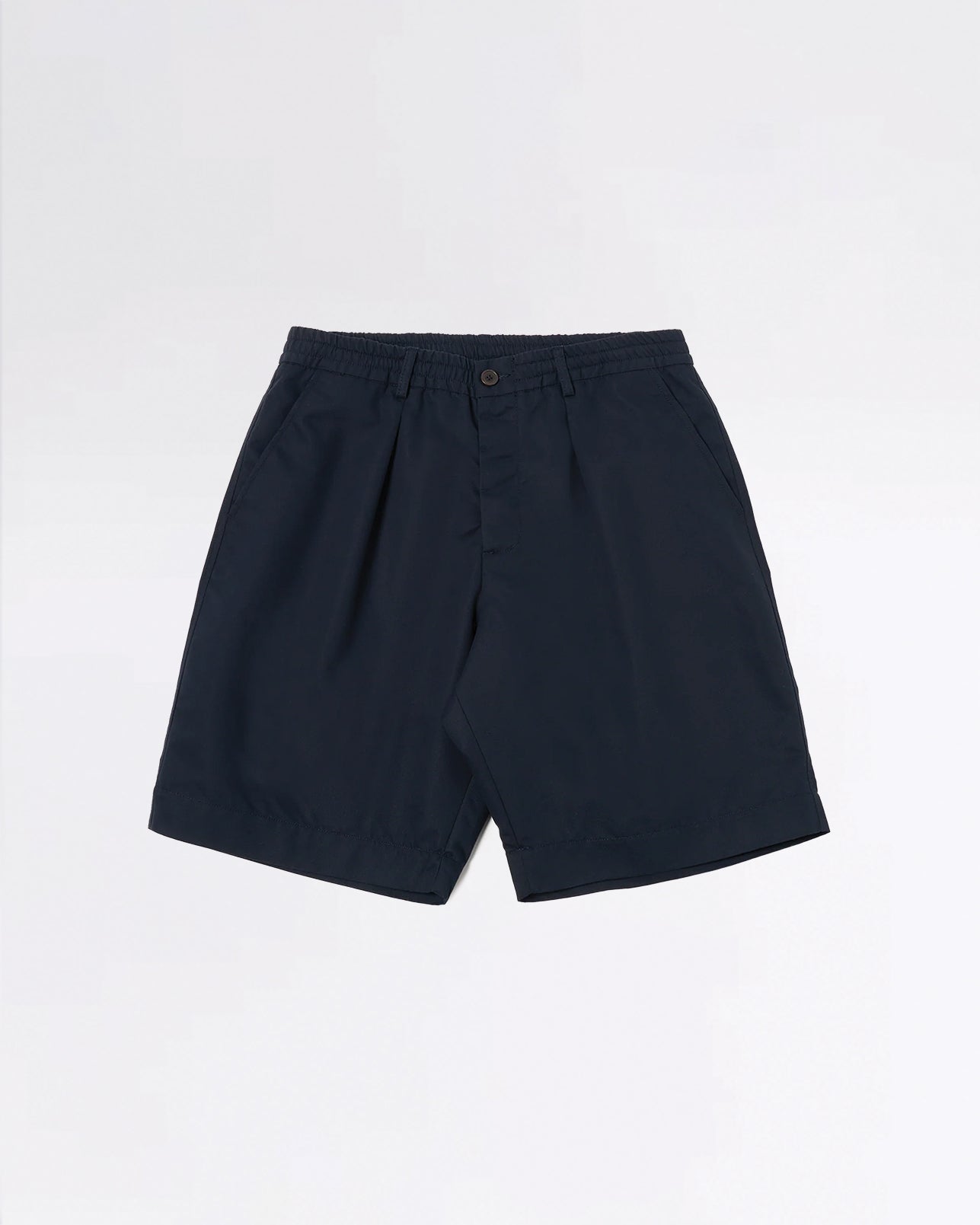 PLEATED TRACK SHORT NAVY BRUSHED POLYTECH