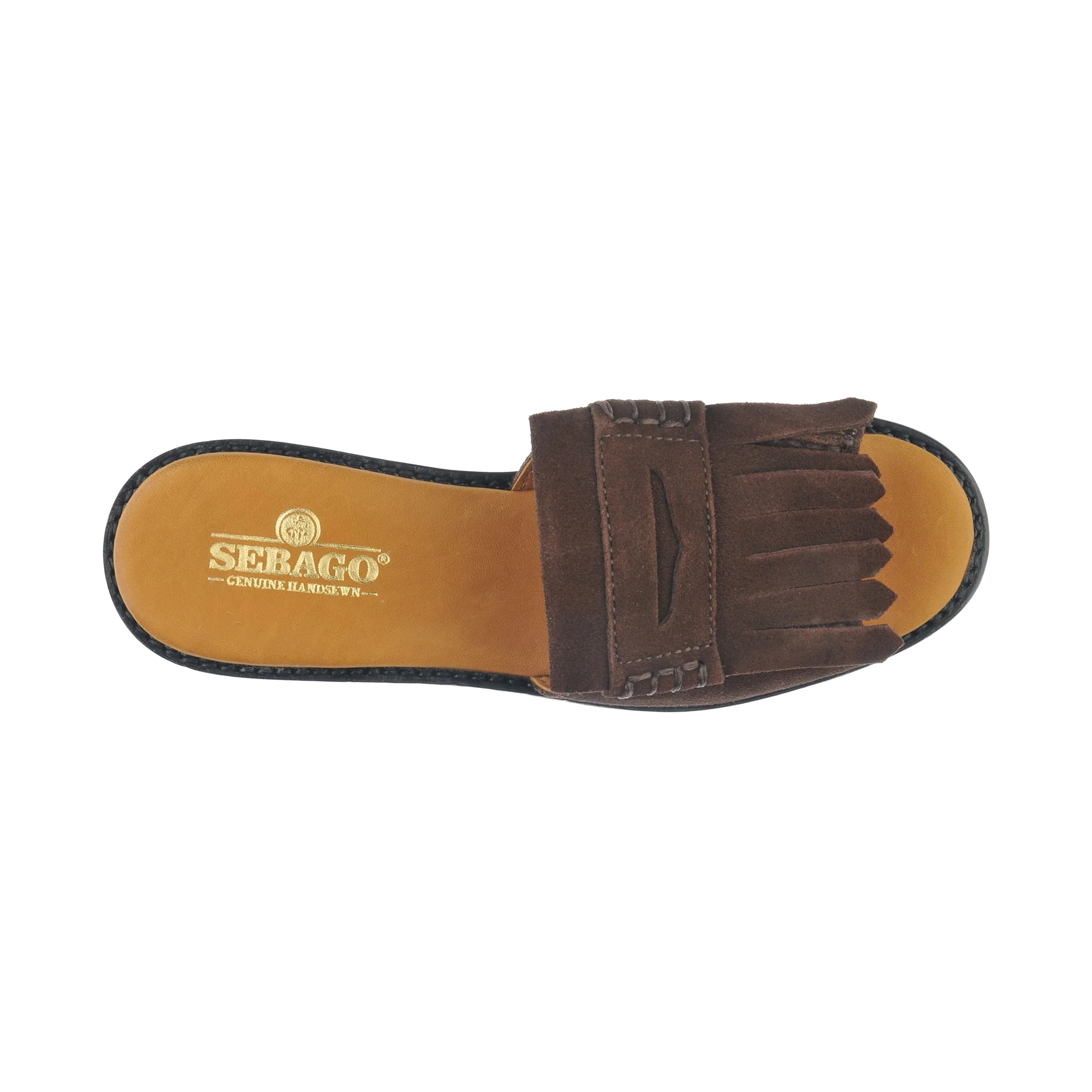 SANDALE SLIDE FRINGES W DARK BROWN