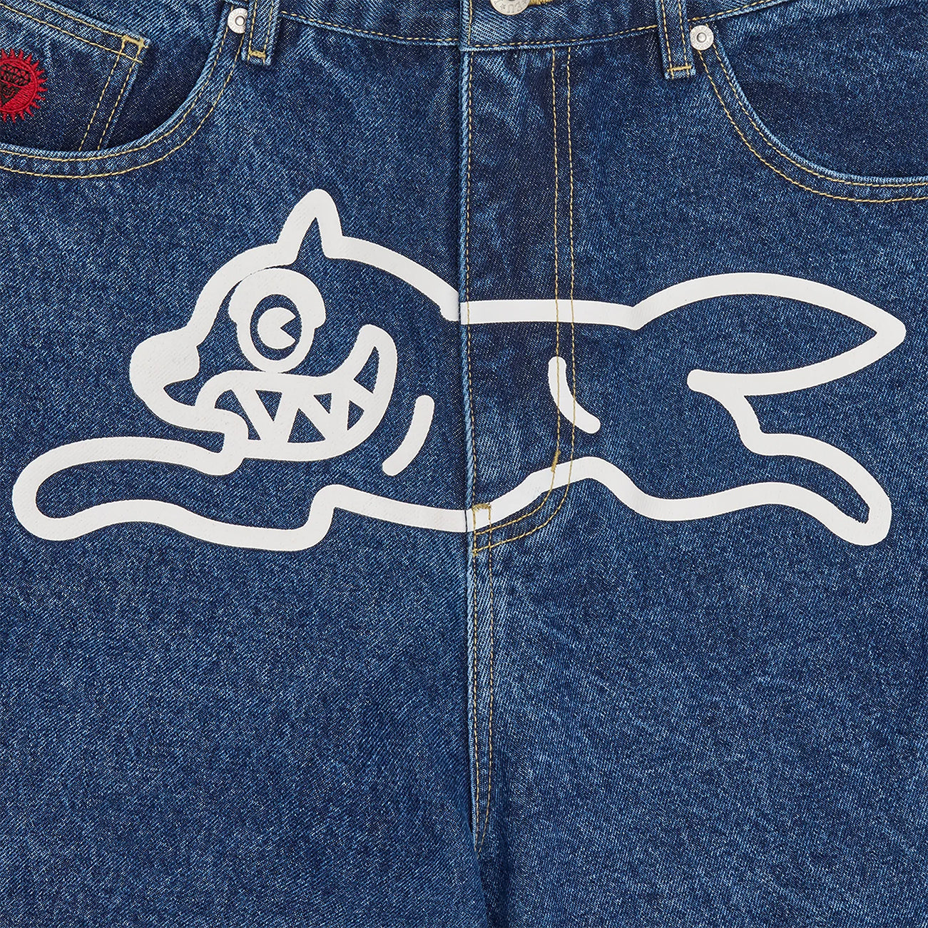 RUNNING DOG TRIPLE SCOOP DENIM SHORT MID WASH BLUE – ICECREAM